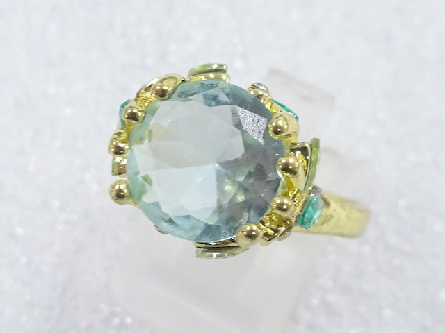 JAPANESE KIMONO / ANTIQUE COLORED STONE RING (SIZE 18.5)